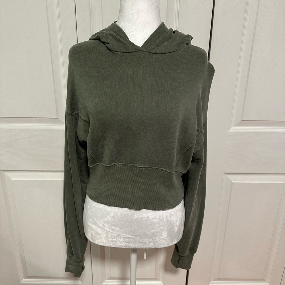 Aerie Green Cropped Hoodie